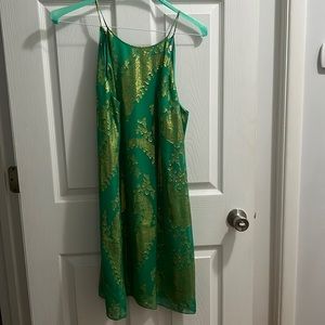 Lilly Pulitzer Emerald Green & Gold Shift Dress